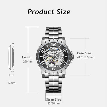 RUIMAS Men Mechanical Watch Luxury Automatic Stainless Steel Bracelet Wristwatches 5ATM Waterproof Clock Relogio Masculino