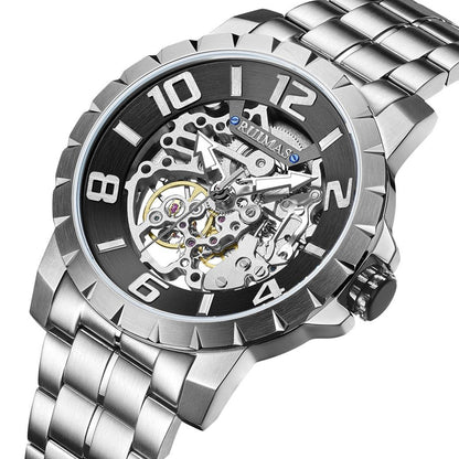 RUIMAS Men Mechanical Watch Luxury Automatic Stainless Steel Bracelet Wristwatches 5ATM Waterproof Clock Relogio Masculino