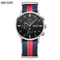 MEGIR Luxury Brand Sports Military Watches for Men Canvas Strap Fashion Men Chronograph Waterproof Luminous Quartz Wristwatch Clock 2011