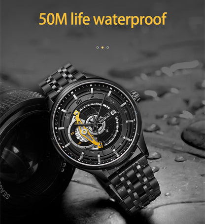 RUIMAS Luxury Business Watches for Mens Fashion Stainless Steel Automatic Mechanical Watch Waterproof Date Wristwatch Clock 6786