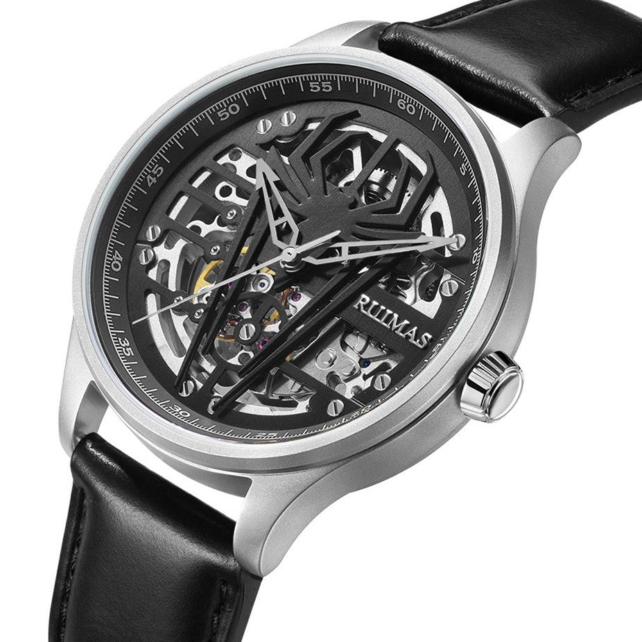 RUIMAS Mens Watches Leather Sports Watches Men's Army Military Wrist Watch Automatic Mechanical Male Clock Reloj Hombre 6787