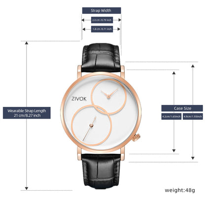 ZIVOK Large Dial Men's Quartz Watches Leather Bracelet Sport Men Watches Waterproof Male Clock Reloj Hombre
