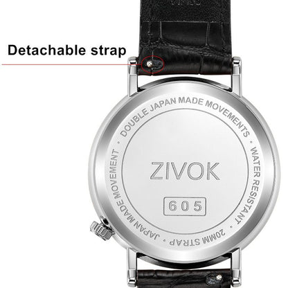 ZIVOK Large Dial Men's Quartz Watches Leather Bracelet Sport Men Watches Waterproof Male Clock Reloj Hombre
