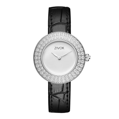 ZIVOK Brand Luxury Women Watches Diamond Ladies Quartz Watch Waterproof Clock Leather Strap Relogio Feminino