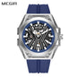 MEGIR Fashion Fully Automatic Mechanical Men's Watch Stainless Steel Case Sports Military Wristwatch Waterproof Watches Clock 8603