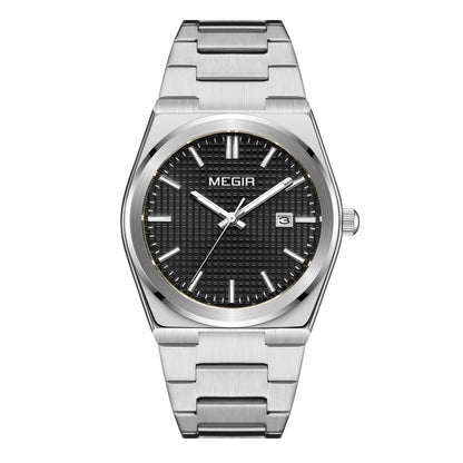 MEGIR Luxury Business Watches for Men Stainless Steel Strap Waterproof Calendar Male Quartz Wristwatch Clock Reloj Hombre 1086