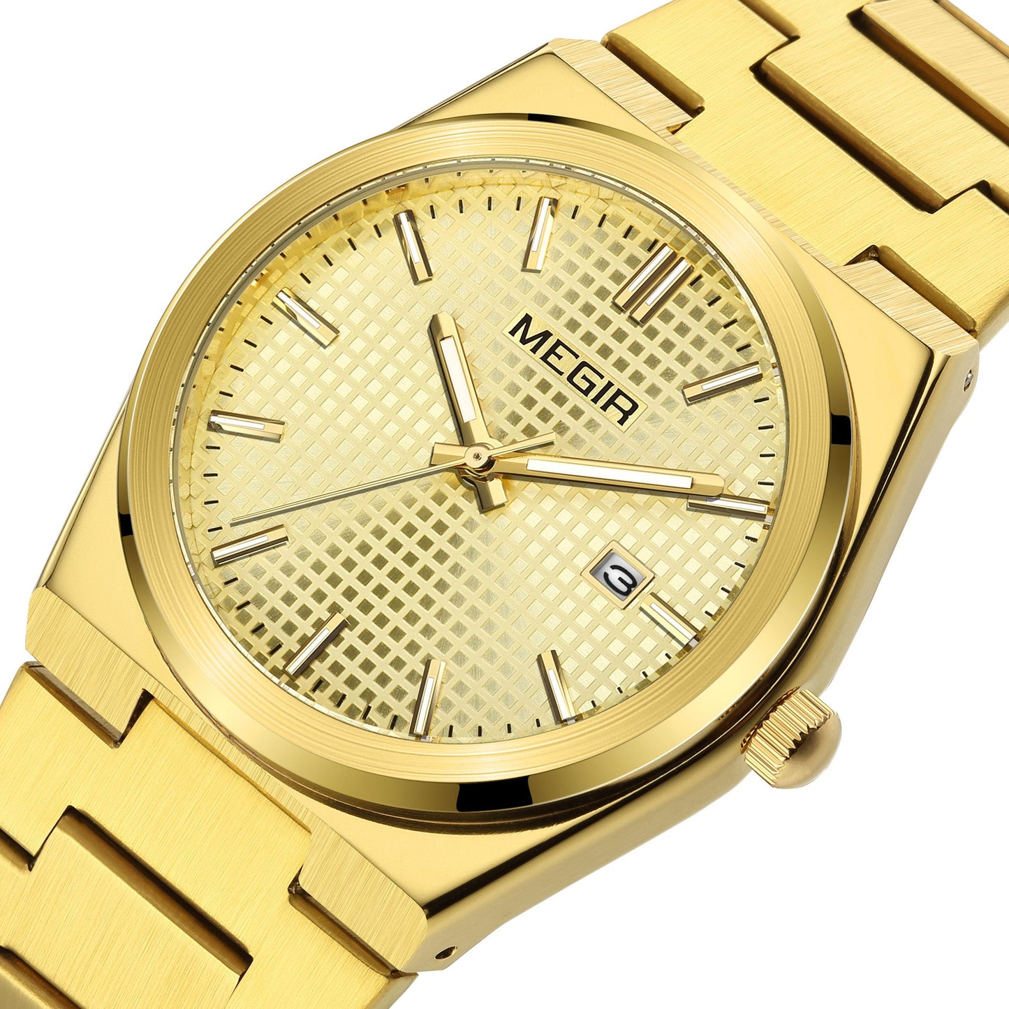 MEGIR Luxury Business Watches for Men Stainless Steel Strap Waterproof Calendar Male Quartz Wristwatch Clock Reloj Hombre 1086