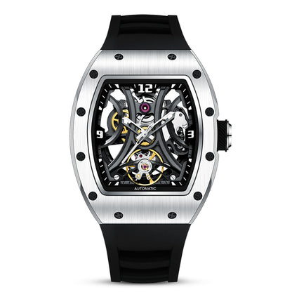 New Skeleton Big Dial Mechanical Watch for Men Fashion Luminous Automatic Movement Wristwatch Stainless Steel Case Clock 9190-11