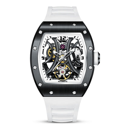 New Skeleton Big Dial Mechanical Watch for Men Fashion Luminous Automatic Movement Wristwatch Stainless Steel Case Clock 9190-11