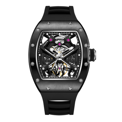 New Hollow Out Dial Men Mechanical Watch Fashion Stainless Steel Automatic Wristwatch Waterproof Watch Clock Montre Homme 9190-5