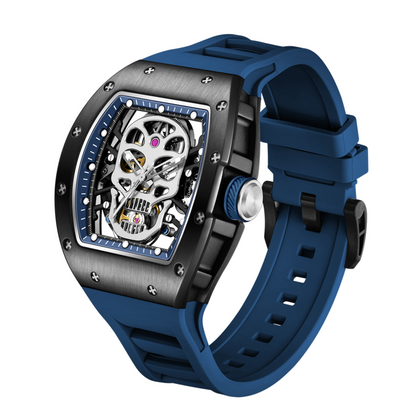 New Men's Watches Skull Hollow Dial Face Mechanical Watch Steel Case Waterproof Sport Wristwatch Automatic Movement Clock 9190-7