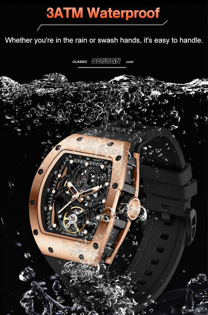 New Automatic Mechanical Watch for Men Luxury Skeleton Dial Luminous Waterproof Sports Military Wristwatch Gift for Man 9190-12