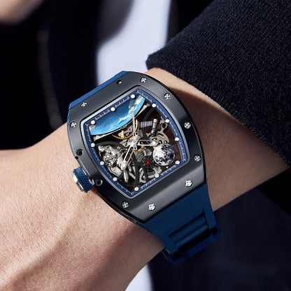 New Skeleton Dial Automatic Mechanical Movement Watch Men Fashion Sport Wristwatches Waterproof Male Clock Reloj Hombre 9190-14