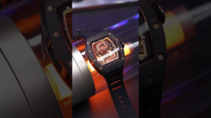 New Automatic Mechanical Skeleton Men Watch Luxury Stainless Steel Case Tonneau Dial Wristwatch Waterproof Sport Watches 9190-15