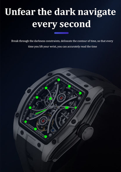 New Men's Sports Watch Fashion Automatic Mechanical Movement Watches Skeleton Luminous Waterproof Business Wristwatches 9198-4