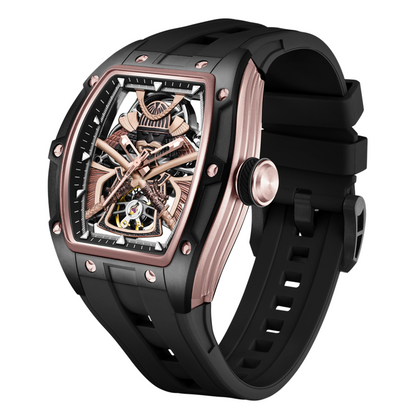 New Men Mechanical Watches Luxury Hollow Out Automatic Movement Wristwatch Clock Stainless Steel Case Waterproof Watch 9198-5