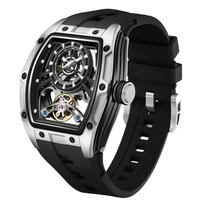 New Fashion Automatic Mechanical Watches for Men Waterproof Skeleton Dial Stainless Steel Case Male Wristwatch Clock 9198-6
