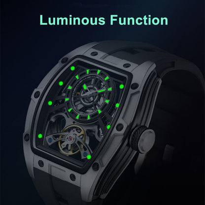 New Fashion Automatic Mechanical Watches for Men Waterproof Skeleton Dial Stainless Steel Case Male Wristwatch Clock 9198-6