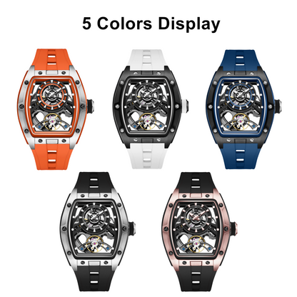 New Fashion Automatic Mechanical Watches for Men Waterproof Skeleton Dial Stainless Steel Case Male Wristwatch Clock 9198-6