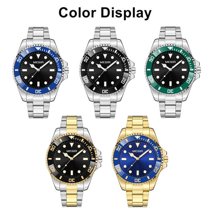 MEGIR Luxury Men's Business Wristwatches Waterproof Stainless Steel Strap Male Quartz Military Watches Clock Reloj Hombre 1090
