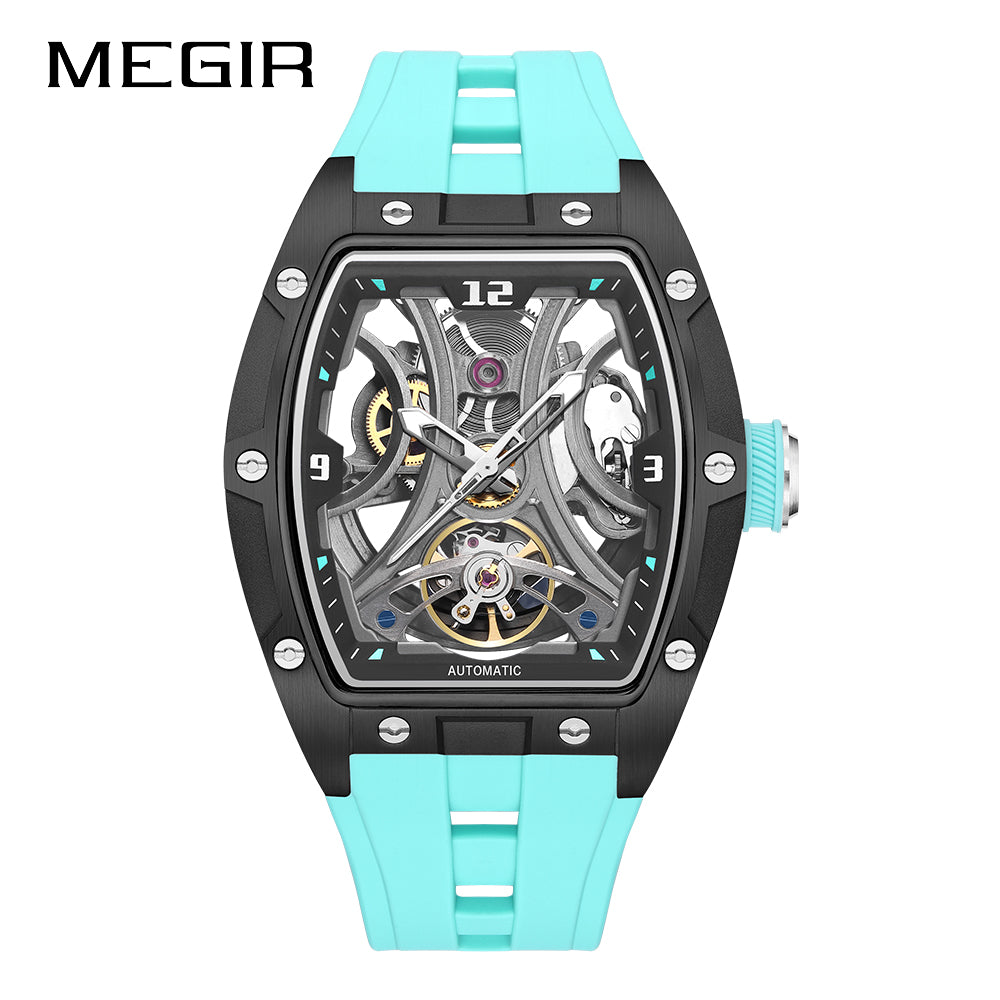 MEGIR Skeleton Dial Men Watches Luxury Automatic Mechanical Sport Watch Stainless Steel Case Man Wristwatch Clock Reloj Hombre 2245