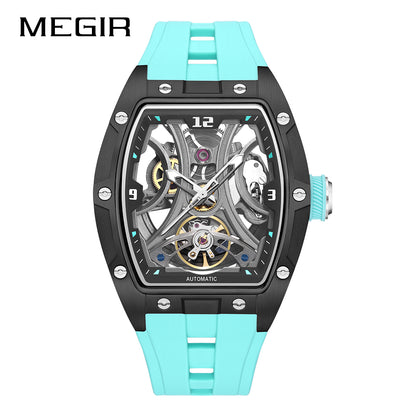 MEGIR Skeleton Dial Men Watches Luxury Automatic Mechanical Sport Watch Stainless Steel Case Man Wristwatch Clock Reloj Hombre 2245