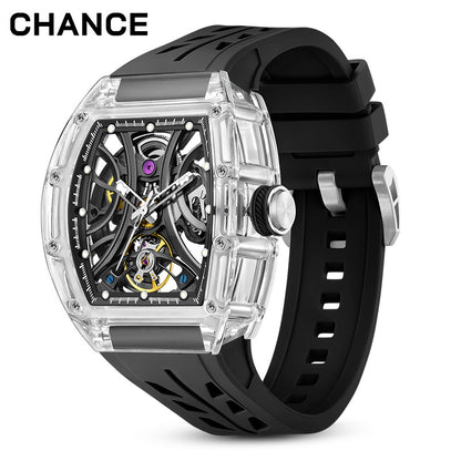 CHANCE Automatic Sport Watch for Men Transparent Mechanical Movment Wristwatch 9-195-11