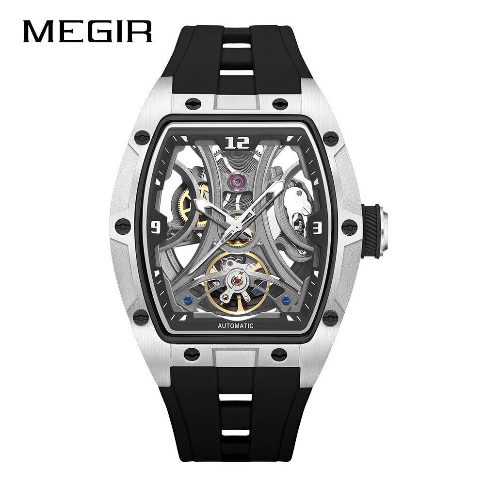 MEGIR Skeleton Dial Men Watches Luxury Automatic Mechanical Sport Watch Stainless Steel Case Man Wristwatch Clock Reloj Hombre 2245