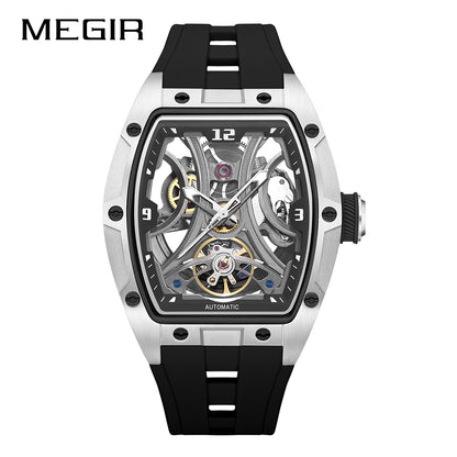 MEGIR Skeleton Dial Men Watches Luxury Automatic Mechanical Sport Watch Stainless Steel Case Man Wristwatch Clock Reloj Hombre 2245