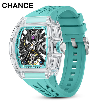 CHANCE Automatic Sport Watch for Men Transparent Mechanical Movment Wristwatch 9-195-11