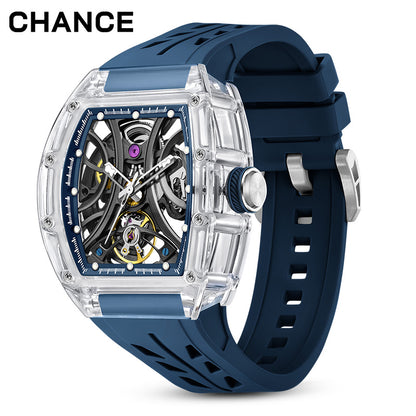 CHANCE Automatic Sport Watch for Men Transparent Mechanical Movment Wristwatch 9-195-11