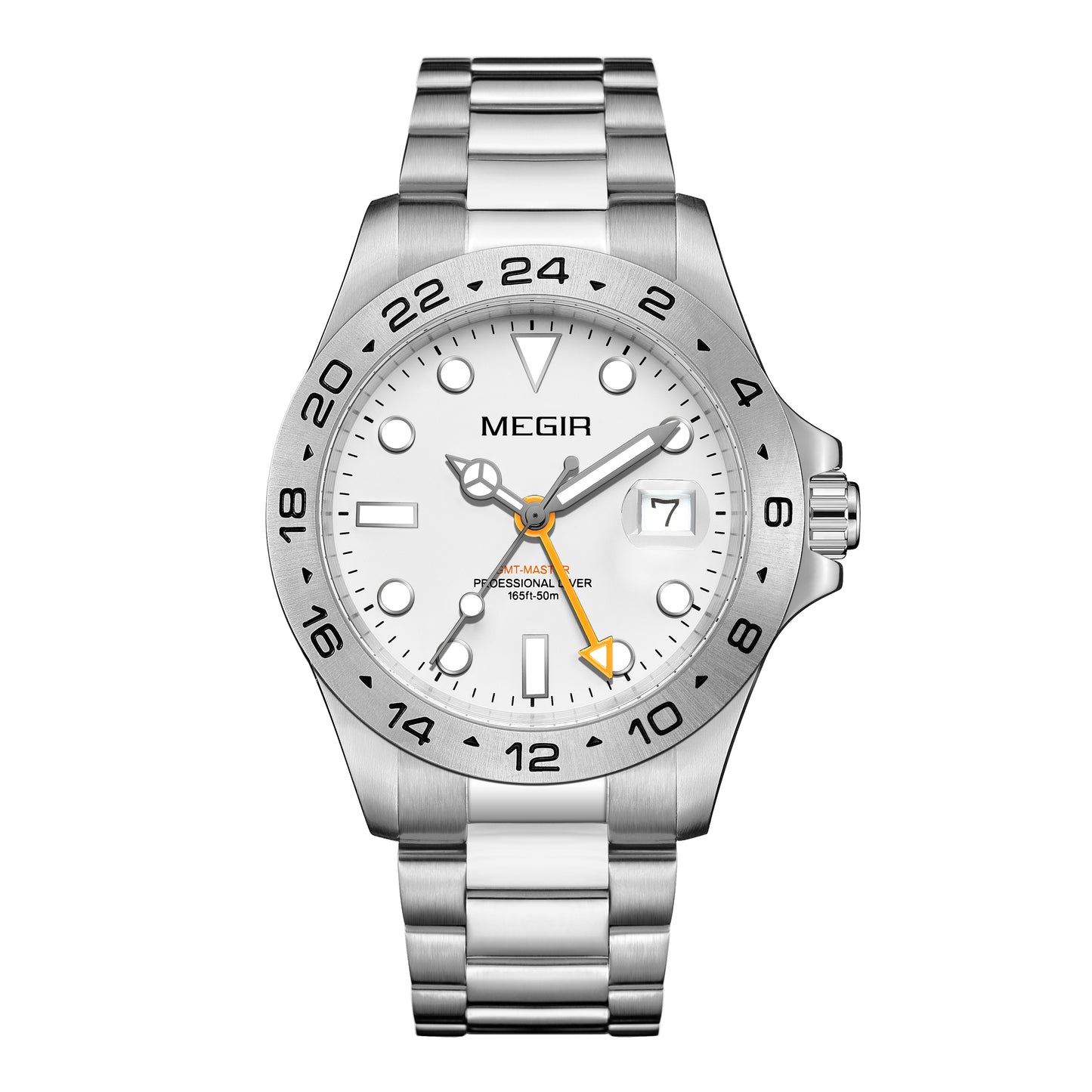 MEGIR Watches New Luxury Business Men Watch Fashion Quartz Clock Calendar Stainless Steel Man's Wristwatch Relogio Masculino 8404