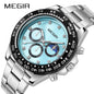 MEGIR Stainless Steel Bracelet Business Casual Wrist Watches for Men Luxury Waterproof Luminous Quartz Watch Clock Relogio Masculino 1095