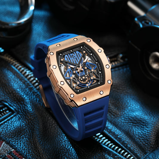 RUIMAS Luxury Watch Men Fashion Automatic Mechanical Watches Clock Silicone Strap Sport Casual Wristwatch Big Dial Reloj Hombre 341