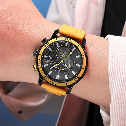 MEGIR Luxury Military Watches for Men Fashion Sport Quartz Wristwatch Waterproof Silicone Band Male Clock Chronograph with Date 2224
