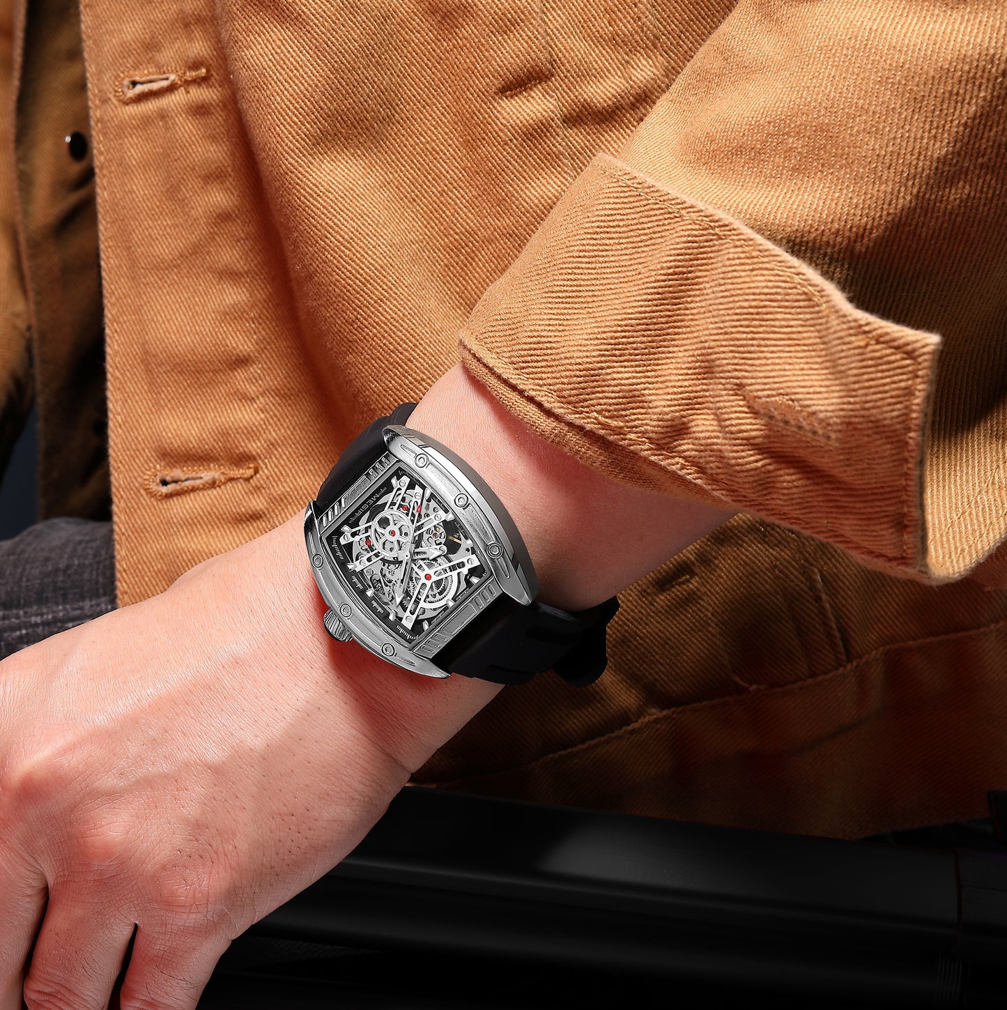 MEGIR Original Luxury Sport Watch for Men Silicone Band Automatic Mechanical Movement WristWatches Luminous Clock Reloj Hombre 8601