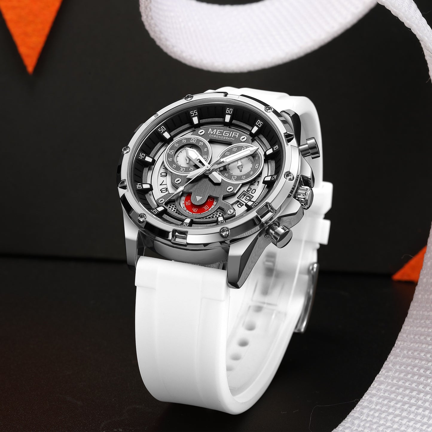 MEGIR Men's Sport Watches Silicone Strap Military Quartz Chronograph Waterproof Luminous Wristwatch 24-hour Auto Date Reloj Hombre 2248