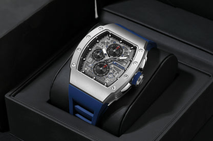 MEGIR Blue Luxury Sport Watch for Men Steel Case Waterproof Luminous Military Quartz Chronograph Big Dial Auto Date Reloj Hombre  8411