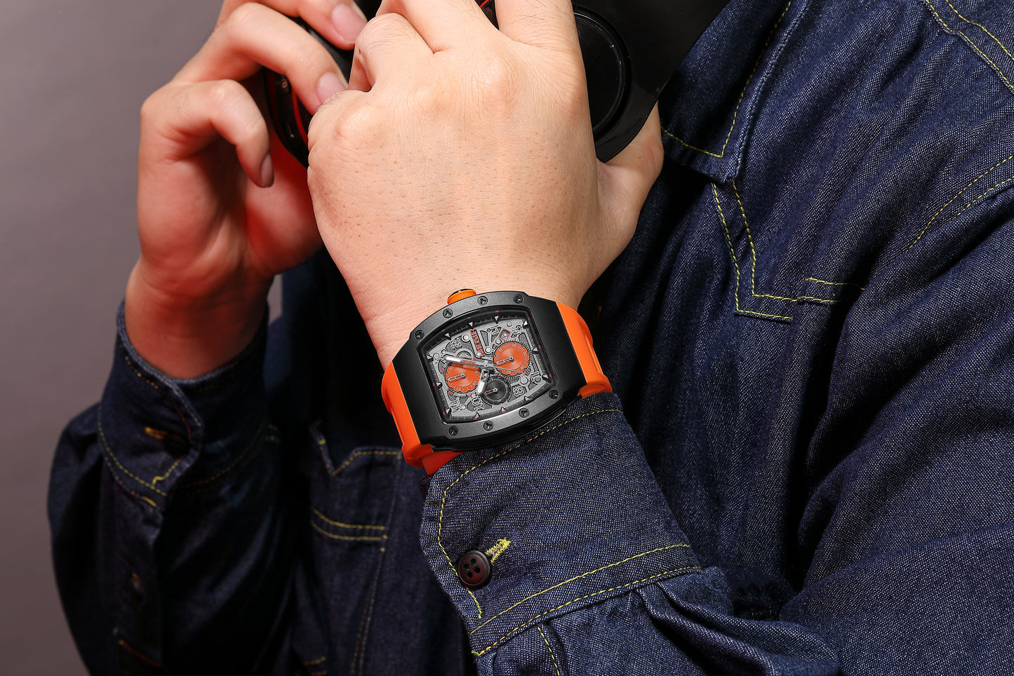 MEGIR Blue Luxury Sport Watch for Men Steel Case Waterproof Luminous Military Quartz Chronograph Big Dial Auto Date Reloj Hombre  8411