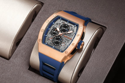 MEGIR Blue Luxury Sport Watch for Men Steel Case Waterproof Luminous Military Quartz Chronograph Big Dial Auto Date Reloj Hombre  8411