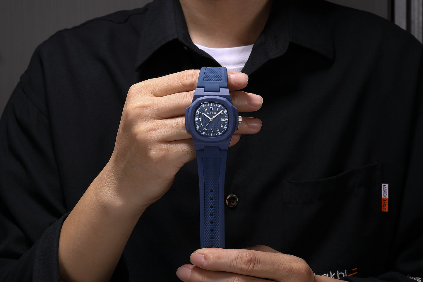 MEGIR 43MM Irregular Dial Men Watches Quartz Waterproof Sport Casual Wristwatch Clock Date Gifts for Man Reloj Hombre 8119