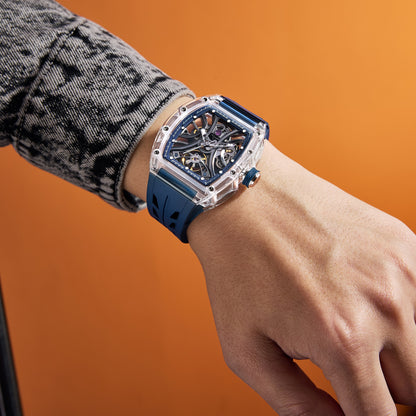 CHANCE Automatic Sport Watch for Men Transparent Mechanical Movment Wristwatch 9-195-11