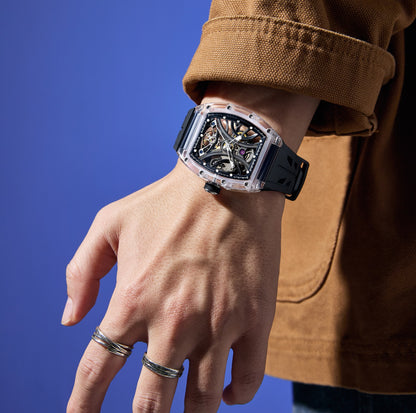 CHANCE Automatic Sport Watch for Men Transparent Mechanical Movment Wristwatch 9-195-11