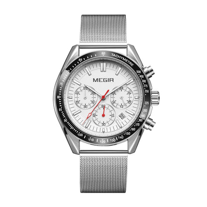MEGIR Business Men Watch Stainless Steel Mesh Belt Quartz Watches Luxury Fashion Man Wristwatch Calendar Clock Reloj Hombre 8105