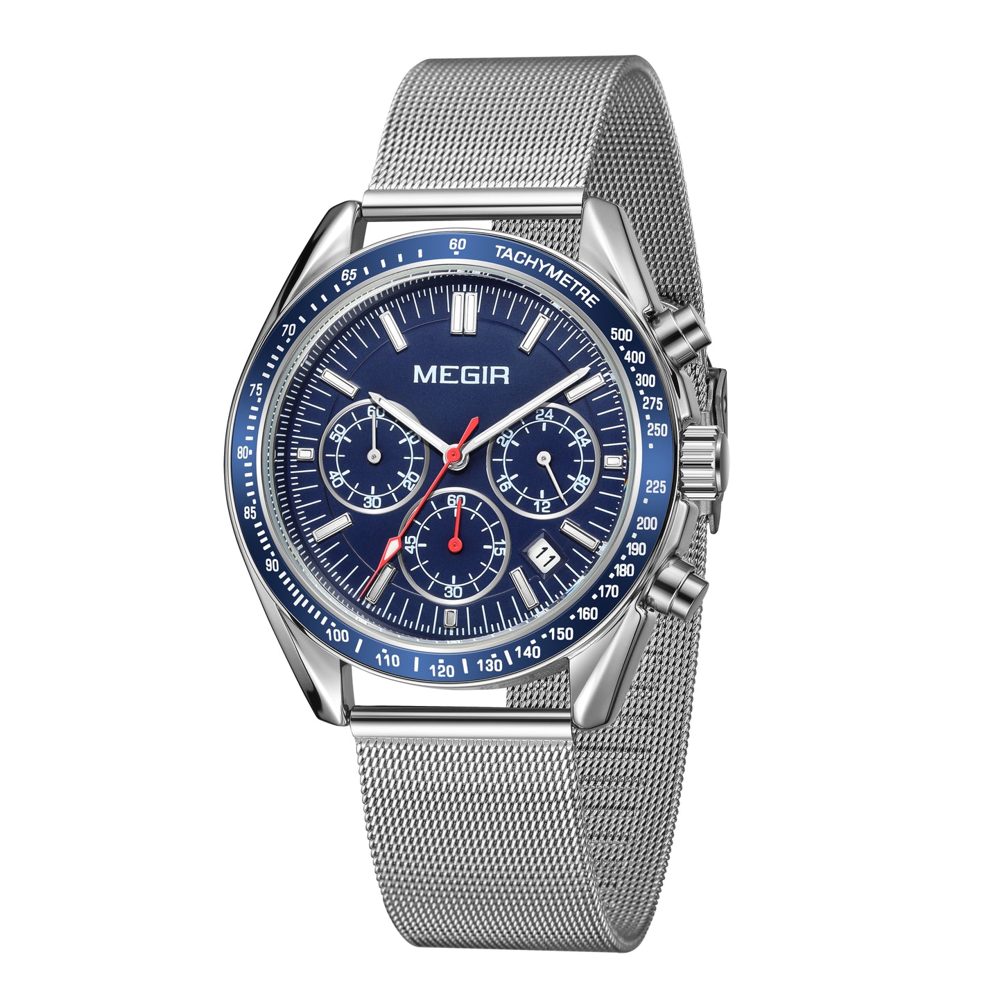 MEGIR Business Men Watch Stainless Steel Mesh Belt Quartz Watches Luxury Fashion Man Wristwatch Calendar Clock Reloj Hombre 8105