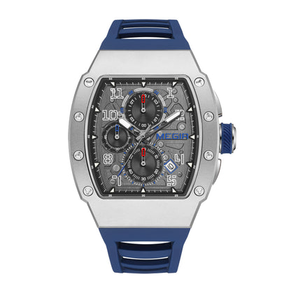 MEGIR Blue Luxury Sport Watch for Men Steel Case Waterproof Luminous Military Quartz Chronograph Big Dial Auto Date Reloj Hombre  8411