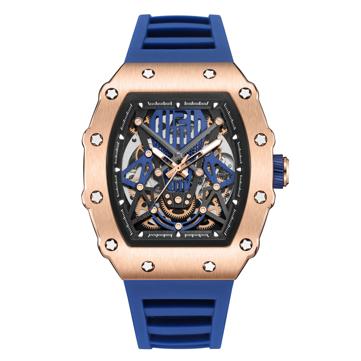 RUIMAS Luxury Watch Men Fashion Automatic Mechanical Watches Clock Silicone Strap Sport Casual Wristwatch Big Dial Reloj Hombre 341