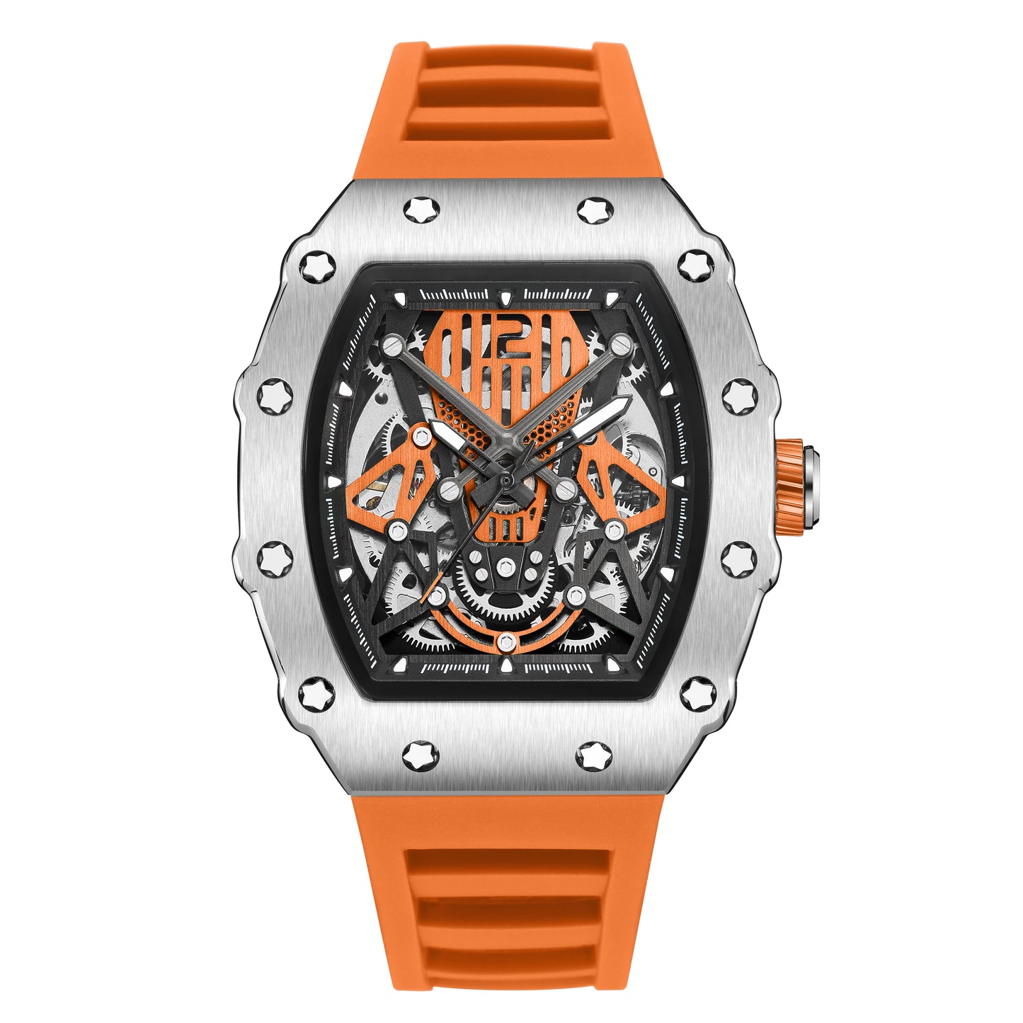 RUIMAS Luxury Watch Men Fashion Automatic Mechanical Watches Clock Silicone Strap Sport Casual Wristwatch Big Dial Reloj Hombre 341