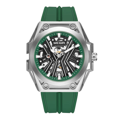 MEGIR Fashion Fully Automatic Mechanical Men's Watch Stainless Steel Case Sports Military Wristwatch Waterproof Watches Clock 8603