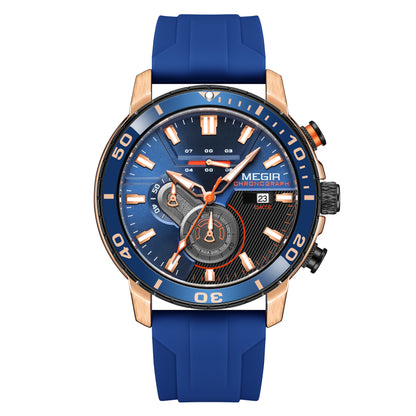MEGIR Luxury Military Watches for Men Fashion Sport Quartz Wristwatch Waterproof Silicone Band Male Clock Chronograph with Date 2224